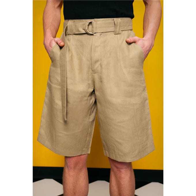 Heren Hoge Taille Linnenmix Tailored Shorts