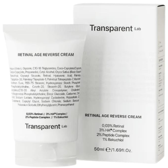 Transparent Lab - Crème Rajeunissement Rétinal, 50 ml - Crème Anti-Âge au Rétinal
