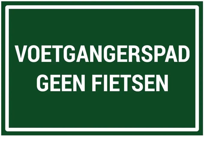 Voetgangerspad geen fietsen sticker | 30 x 20 cm