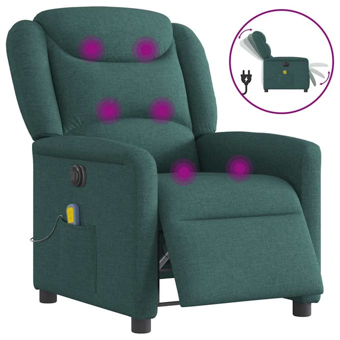 vidaXL - Massagestoel - elektrisch - verstelbaar - stof - donkergroen