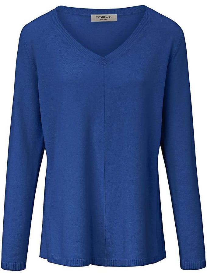 Trui 100% kasjmier V-hals Van Peter Hahn blauw