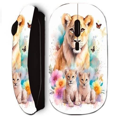 Souris sans fil - Maniacase - Lionne et ses bébés - Noir - Nano récepteur USB - Connectivité sans fil