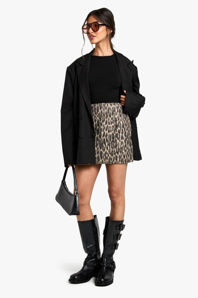 boohoo Dames Wrap Over Luipaard Hoge Taille Mini Rok | Leopard | Maat: Small