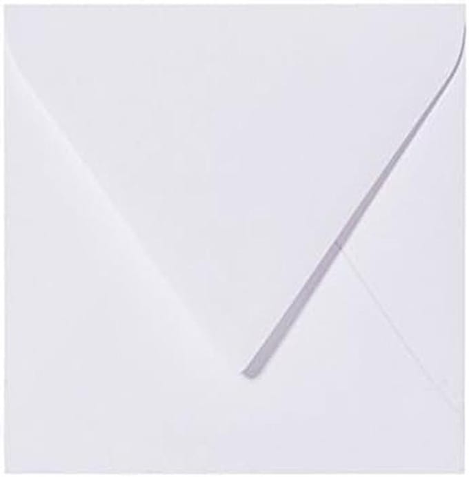 100 Vierkante Enveloppen Wit 140x140 mm met Driehoekige Sluiting