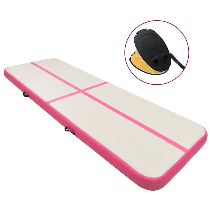 vidaXL - Gymnastiekmat - met - pomp - opblaasbaar - 300x100x15 - cm - PVC - roze