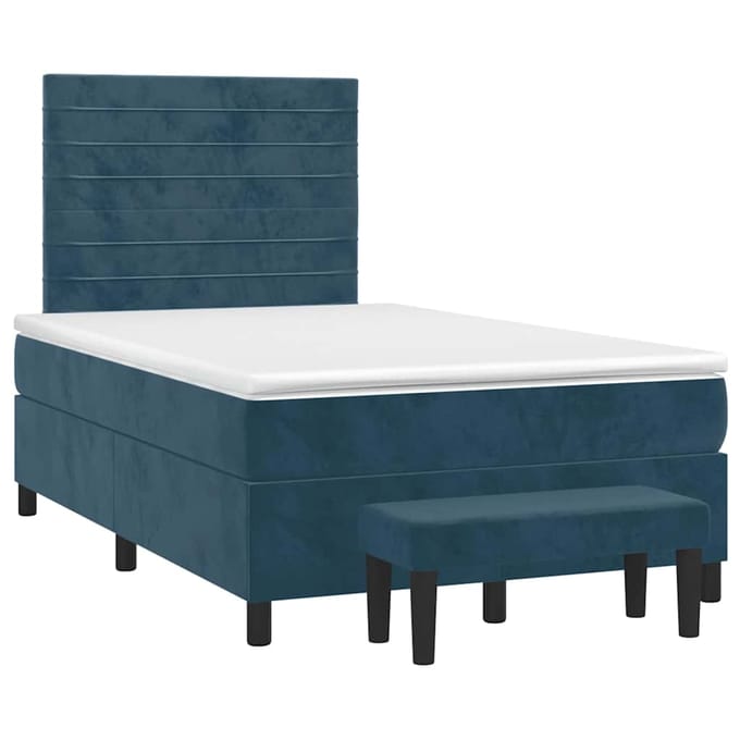 vidaXL - Boxspring - met - matras - fluweel - donkerblauw - 120x200 - cm