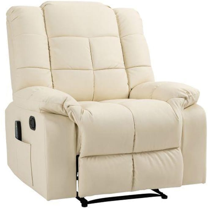 Massagestoel - HOMCOM - Crèmewit - 8 massagedots - 165° kantelbaar - Afstandsbediening inbegrepen wit