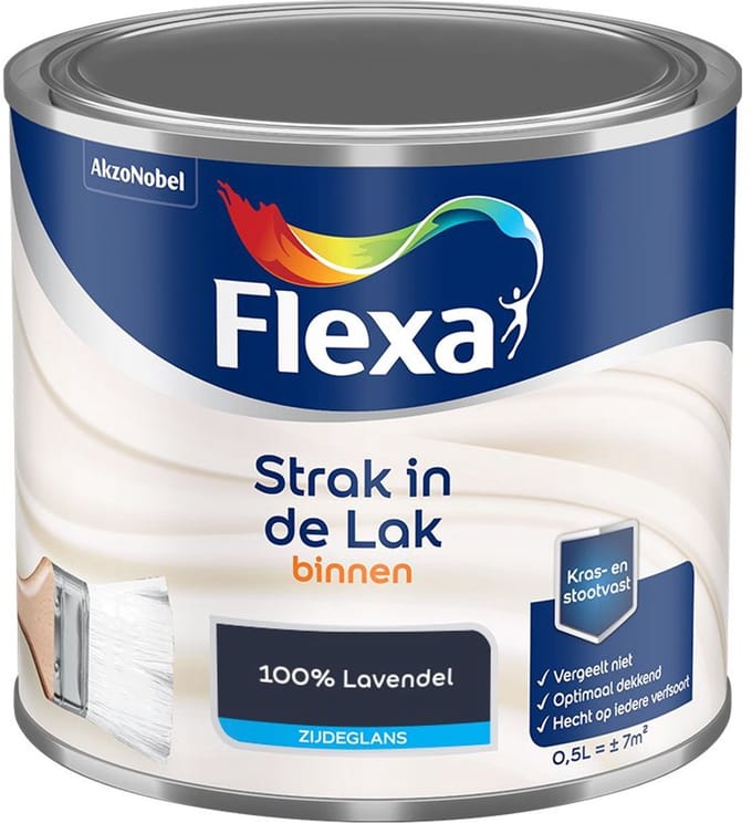 Flexa - Strak In De Lak Binnenlak Zijdeglans - 100% Lavendel - Mengverf - 500 Ml