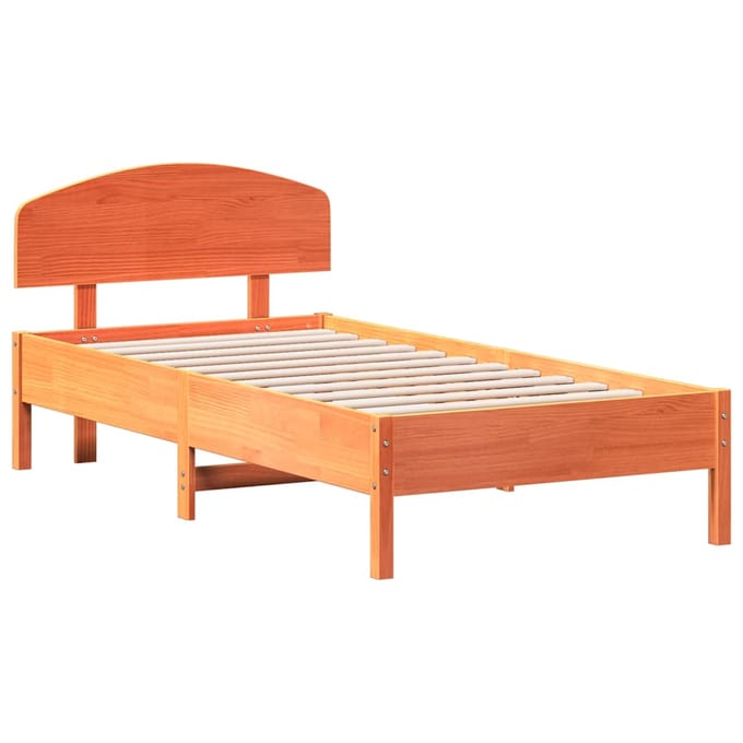 vidaXL - Bedframe - zonder - matras - massief - grenenhout - wasbruin - 75x190 - cm