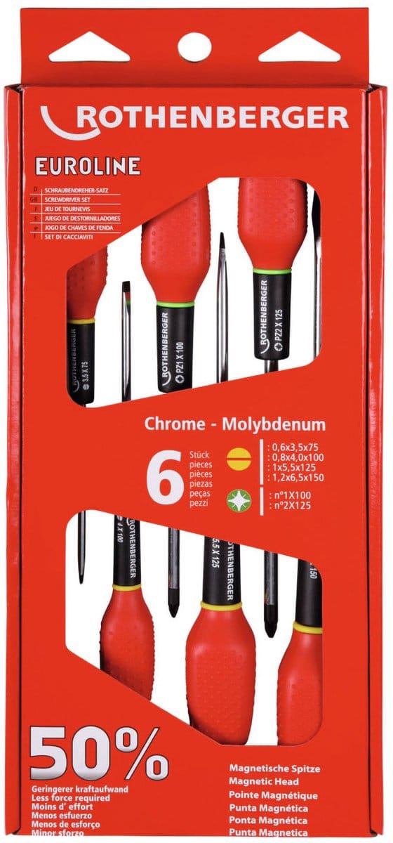 ROTHENBERGER Schroevendraaierset EUROLINE, 2xPZ, 4xGleuf - 73571