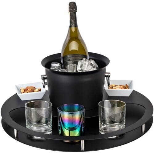 GGM Gastro Bar-Set mit Flaschenkühler & 2 Snackschalen - Schwarz Zwart