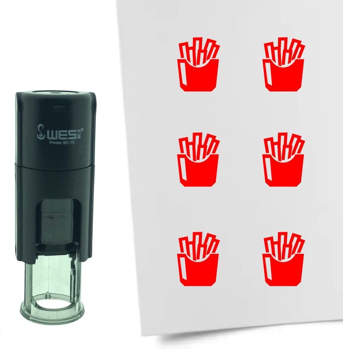 CombiCraft Stempel Frites of Patat 10mm rond - rode inkt