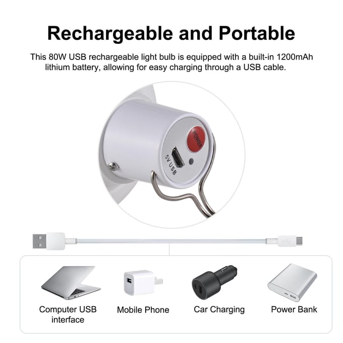 Lot de 9 ampoules d'urgence à LED rechargeables 40 W avec crochet, 5 vitesses, énergie réglable 40W 9Pcs blanc