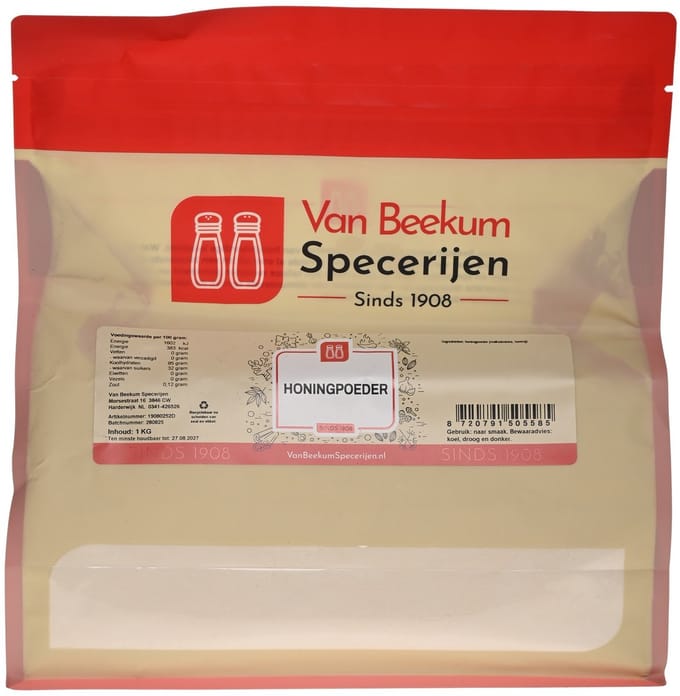 Van Beekum Specerijen - Honingpoeder - 1 KG (hersluitbare stazak)