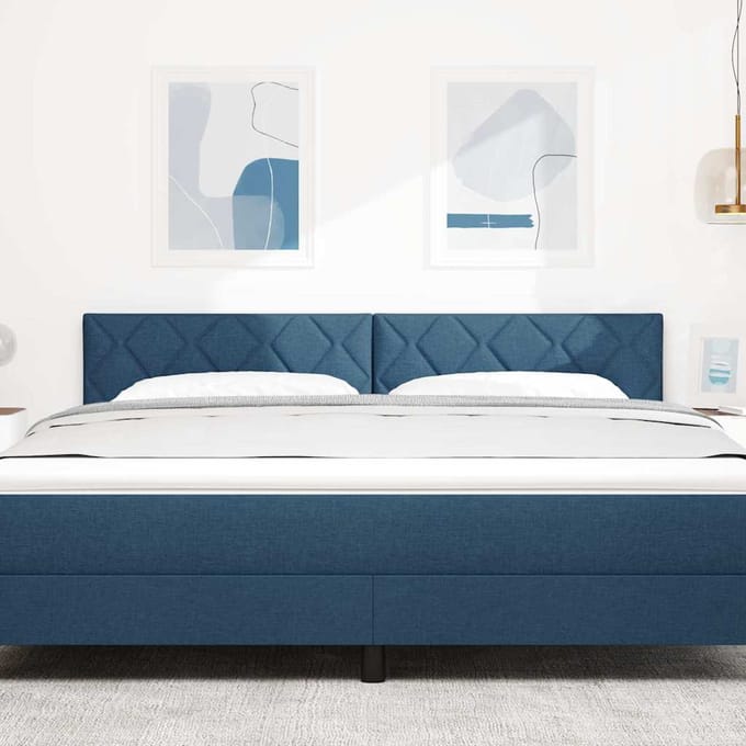 vidaXL - LED - Hoofdbord - Blauw - 180 - cm - Stof