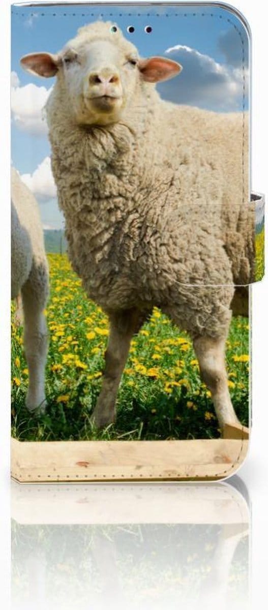 Samsung Galaxy A40 Telefoonhoesje met Pasjes Schaap en Lammetje