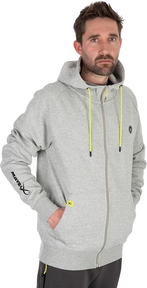 Matrix Full Zip Hoody Marl Grey / Lime (Black Edition) Small