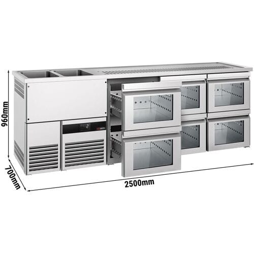 GGM Gastro Bierkoeling PREMIUM - 2500x700mm - 6 laden & 1 lade zilver