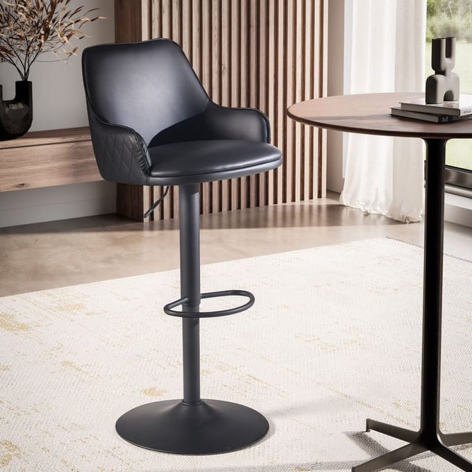 Barkruk kunstleer zwart 106 cm hoog - WL7.009