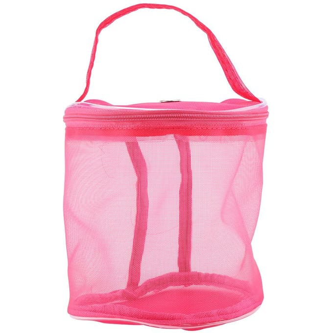 Draagbare Opbergtas Cilinder Mesh Wollen Garen Handige Exquise Container Handtas (Roosrood) pink