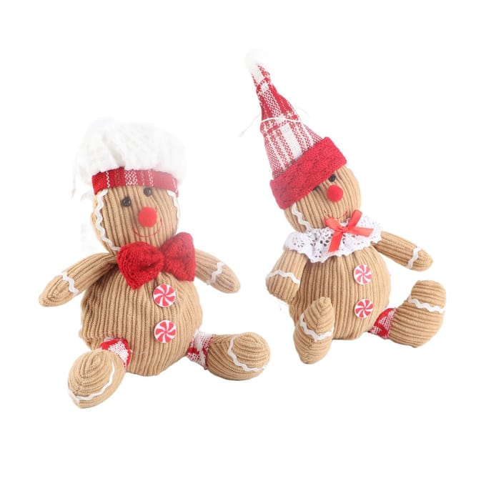 Peperkoek Pluche Knuffel Peperkoekmannetje Pluche Speelgoed Kerstversiering 2pcs bruin