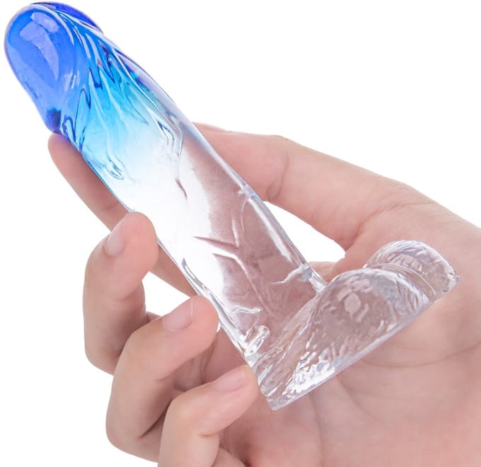 Deep Desire - Kleine Dildo - Kunstrubber - 11,5 cm - Transparant/Blauw