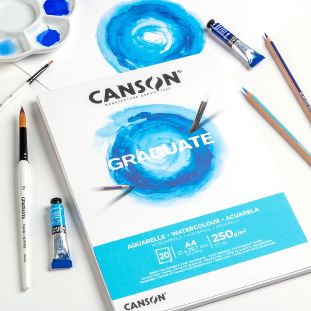 Aquarelpapier Canson Graduate Watercolour 20vel 250gr A5 natuurlijk wit