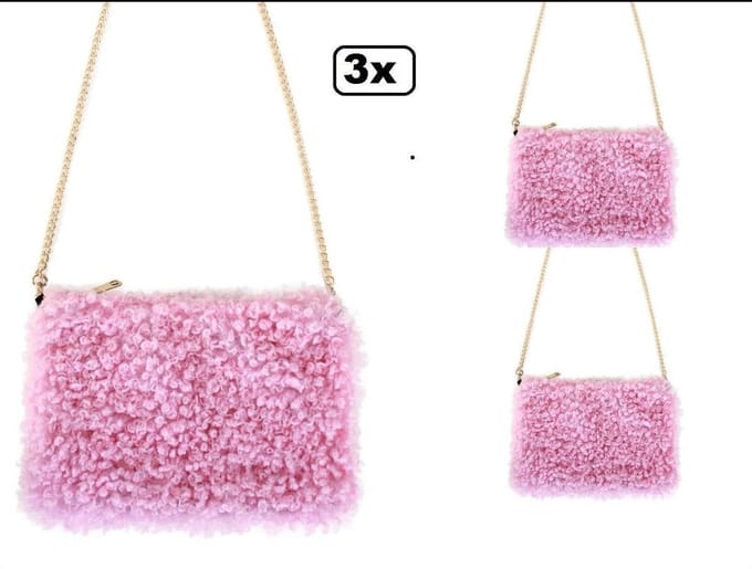 3x Tas curly roze