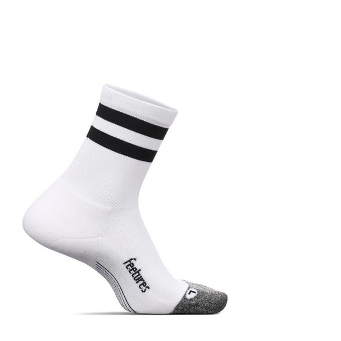 Feetures - Elite Light Cushion Mini Crew - White High Top Stripe - Wit-Zwart / MEDIUM