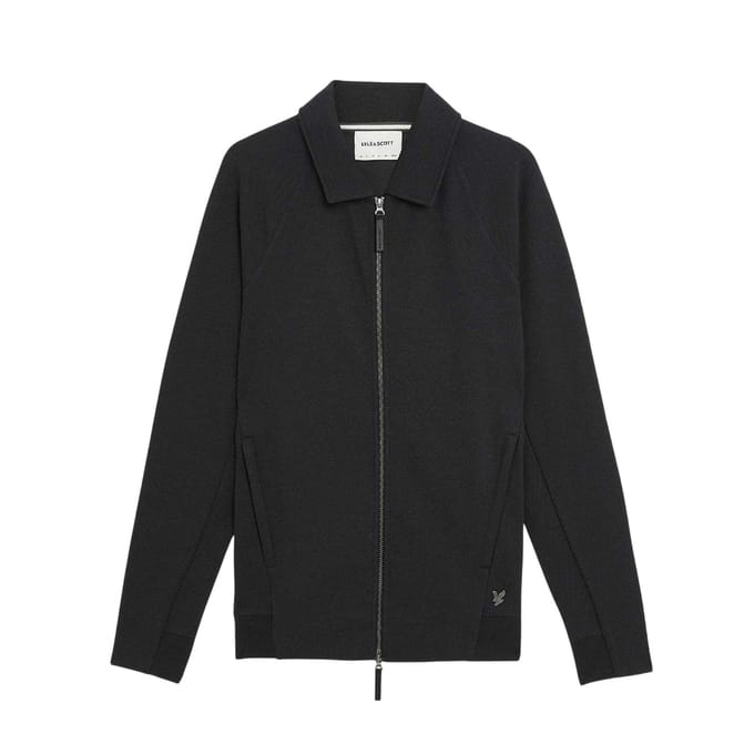 Lyle & Scott Herenjas met volledige ritssluiting, interlock, normale pasvorm (Zwart)