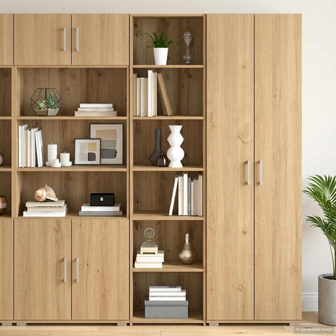 vidaXL - Dressoir - Artisanaal - eiken - 45 - x - 41 - x - 185 - cm - Bewerkt - hout