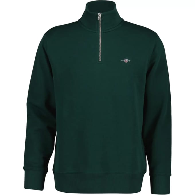 Gant Trui Shield Half-Zip Sweat Tartan Green / male
