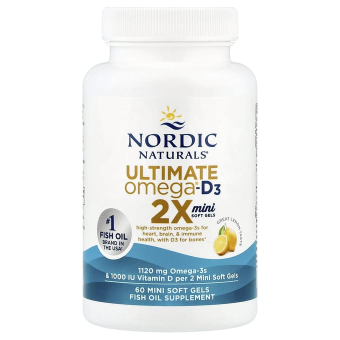 Ultimate Omega®-D3 2X, Citroensmaak, 60 Mini Softgels