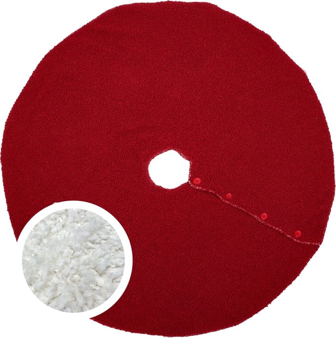 Unique Living Kerstboomrok - met knoopjes - rood - D90 cm - polyester - kerstboomkleed