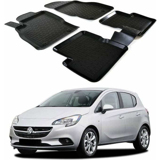 SCOUTT Tapis de sol 3D Opel Corsa E 2006-2019 - Caoutchouc Premium - Résistant à l'eau - Sur mesure noir