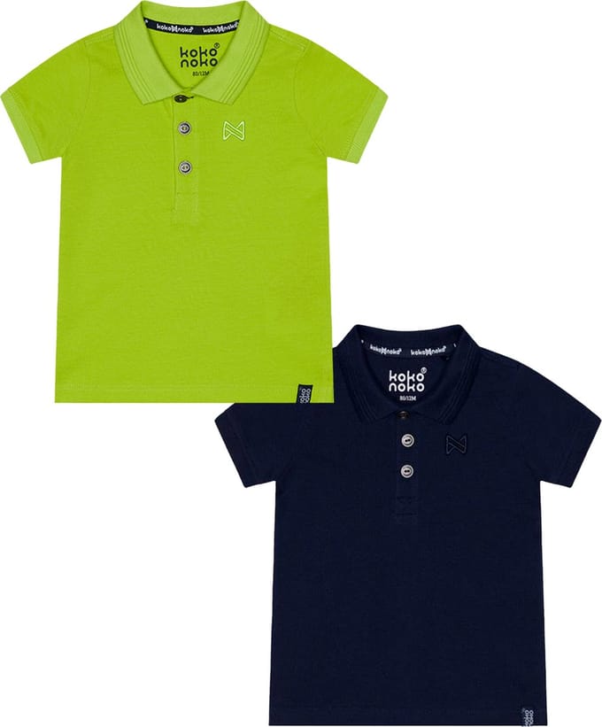 Koko Noko - 2pack - Polo Shirts - Neon Yellow - Navy - Maat 50-56