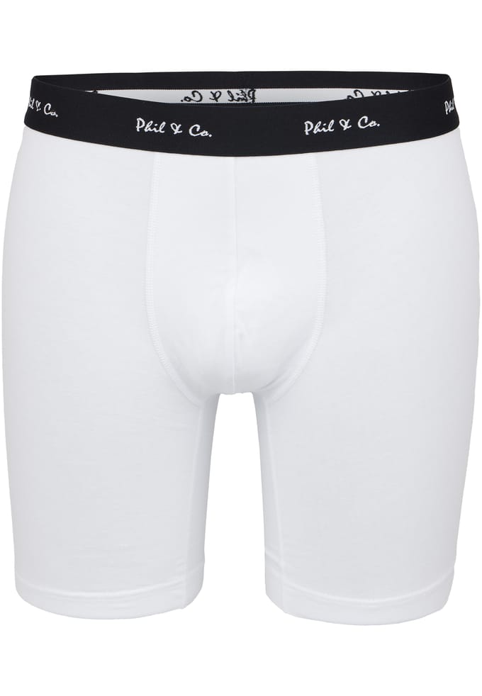Phil & Co Boxershorts Heren Met Lange Pijpen Boxer Briefs 4-Pack Wit / Grijs - Maat M