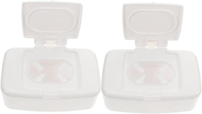 Wipes Dispenser - Herbruikbare Houder - Hygiënisch Opbergen - Met Deksel - 2 Stuks - Wit