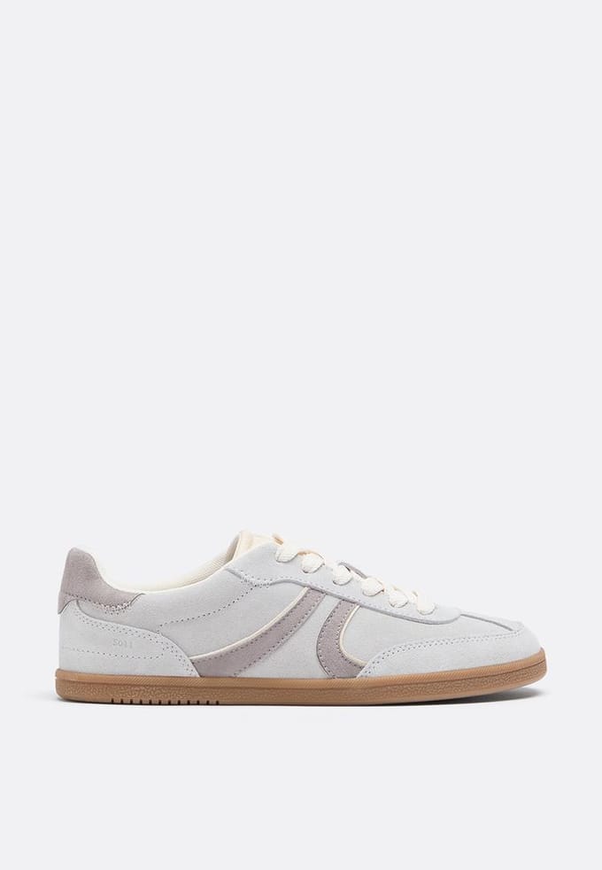 Stradivarius S011 Retro sneakers van leer  GRIJS 35