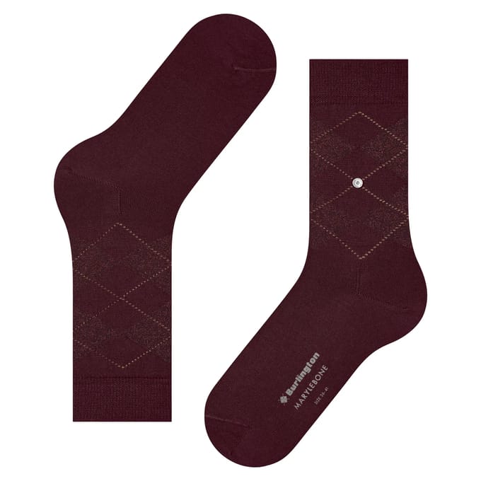 Burlington Marylebone Lurex gedessineerd wol sokken dames rood - maat 36-41