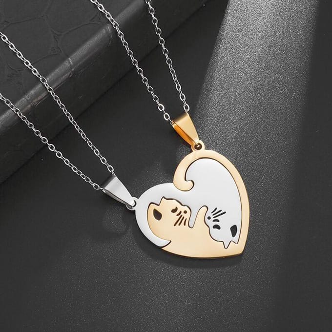 Nieuwe Mode Gothic Punk Schattige Kat Hart Hanger Ketting