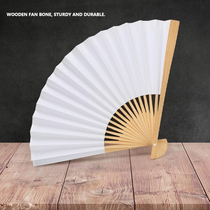 Witte DIY Papier Hout Vouwventilator Kalligrafie Schilderen Tekenen Ventilatoren Decor Cadeau white