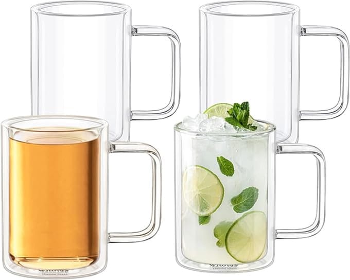Wilmax - Dubbelwandige Thermosbekers - Set van 4 - 400 ml