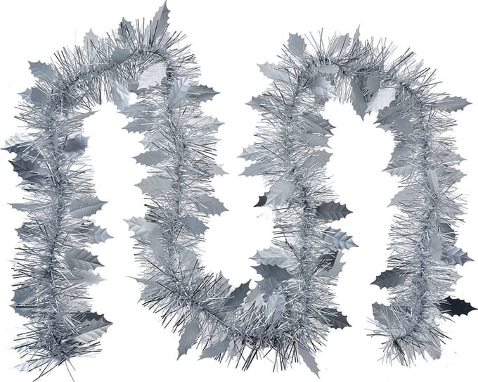 Clayre & Eef Kerstslinger Guirlande 200 cm Zilverkleurig Kunststof