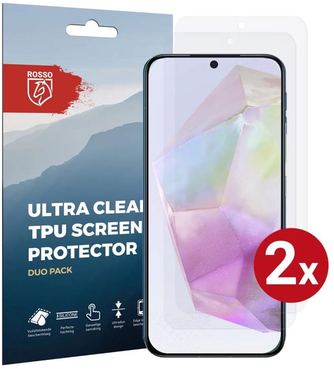 Rosso Screen Protector Geschikt voor Samsung Galaxy A35 | Ultra Clear Duo Pack | TPU Folie | Case Friendly | 2 Stuks