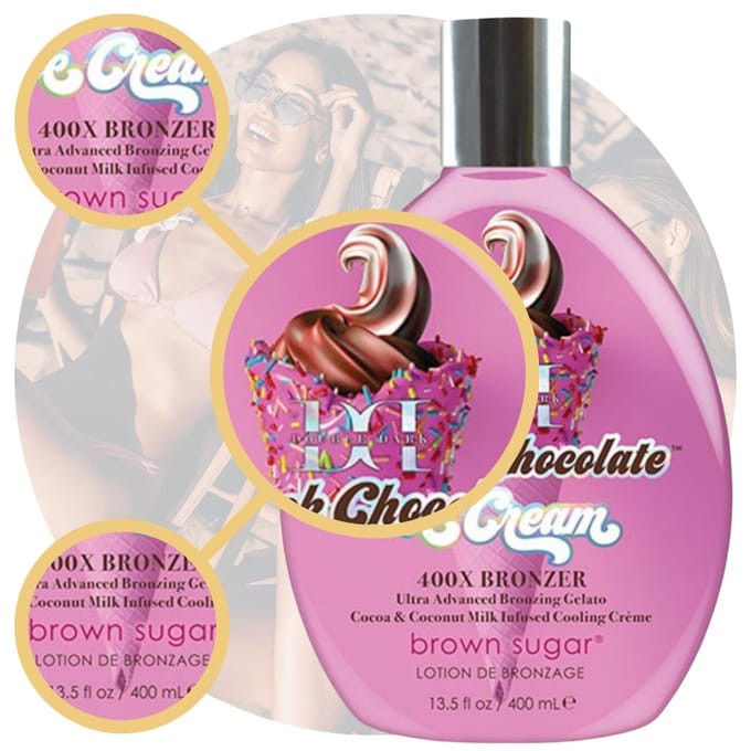 Brown Sugar Double Dark Black Chocolate Ice Cream - zonnebankcreme - 400X bronzers - 400 ml