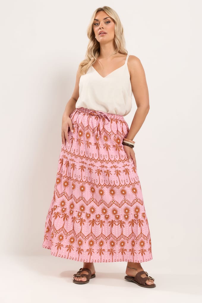 Yours Roze Rok Met Palmboomprint Size 46
