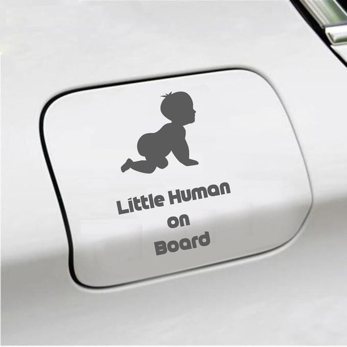 Bumpersticker - Little Human On Board - 10 X 15 - Antraciet