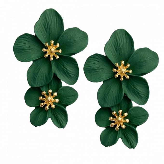 Oorbellen -Glee -Dennengroen -bloem- Charme Bijoux