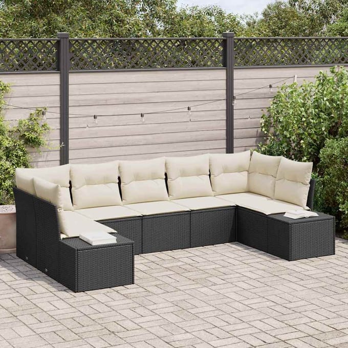 vidaXL Tuin Sofa Set 7 st Zwart poly rattan
